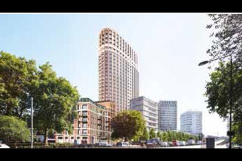 Squire and Partners has won planning for this revised version of West End Green with the tower reduced to 30 storeys